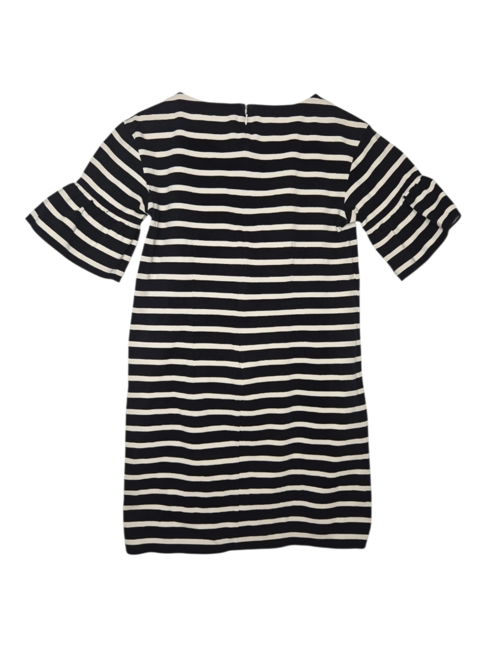 J Crew Womens Black White Striped Cotton Ruffle Bell Half Sleeve Dress Size XS - Picture 2 of 8